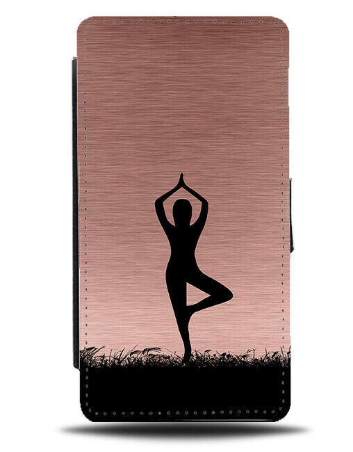 Yoga Flip Cover Wallet Phone Case Meditation Womens Gift Rose Gold Girls i688