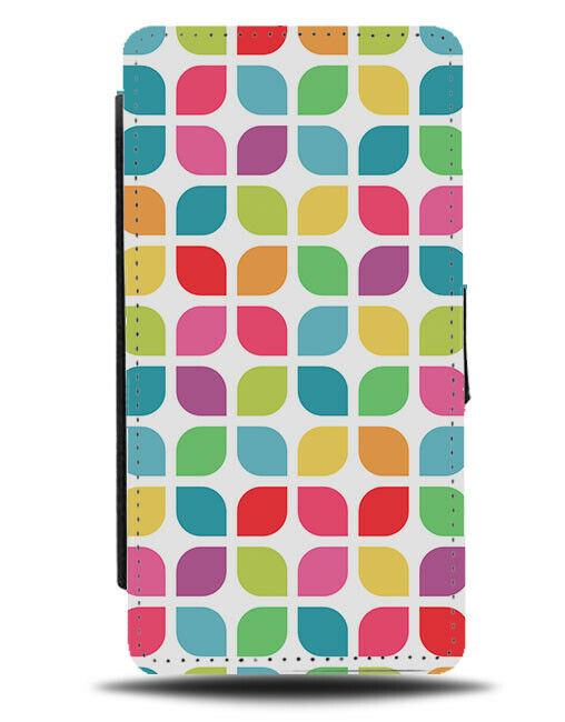 Retro Colourful Shapes Flip Wallet Case Multicoloured Abstract Shaped G489