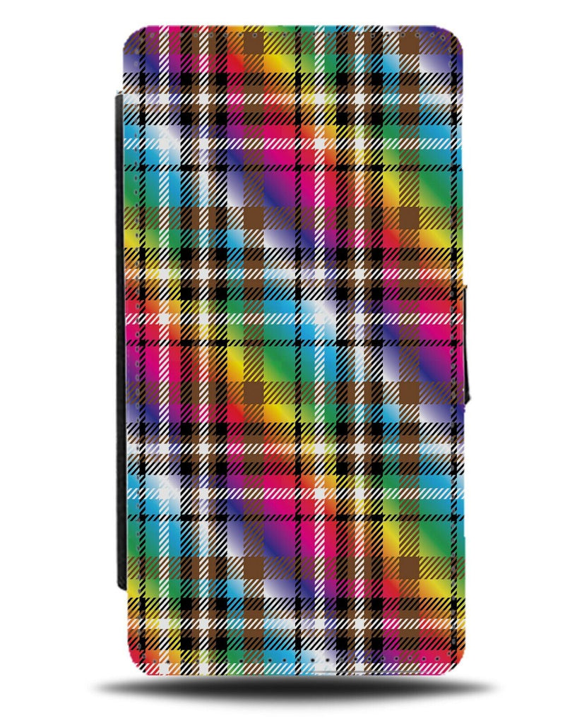Rainbow Chequered Flannel Flip Wallet Case Chequers Flanel Picnic Print Kid AZ55