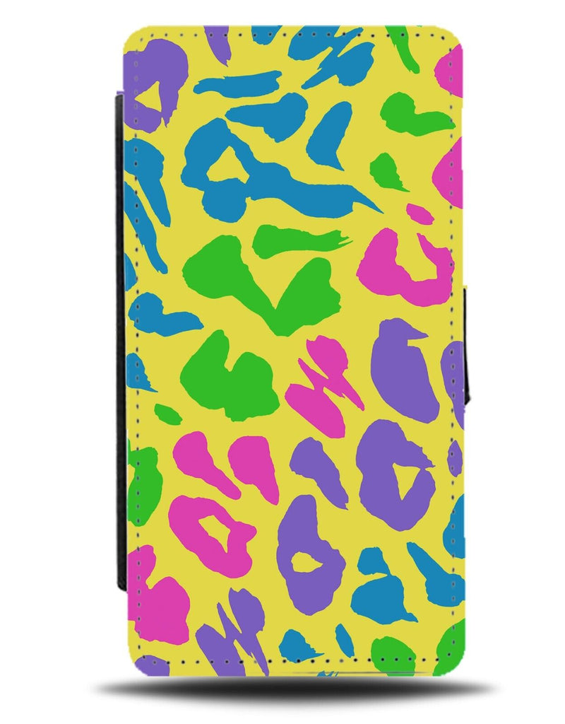Leopard Print Neon Colours Flip Wallet Case Colour Zoo Bright Skin Animal AX44