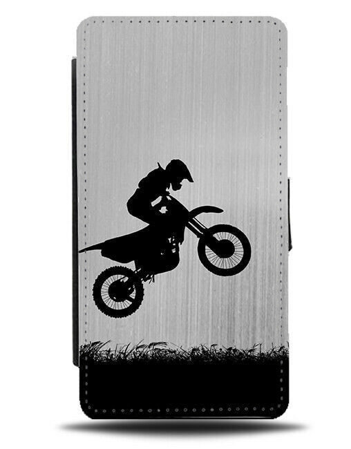 Motorbike Flip Cover Wallet Phone Case Motor Bike Bikes Helmet Silver Grey i703