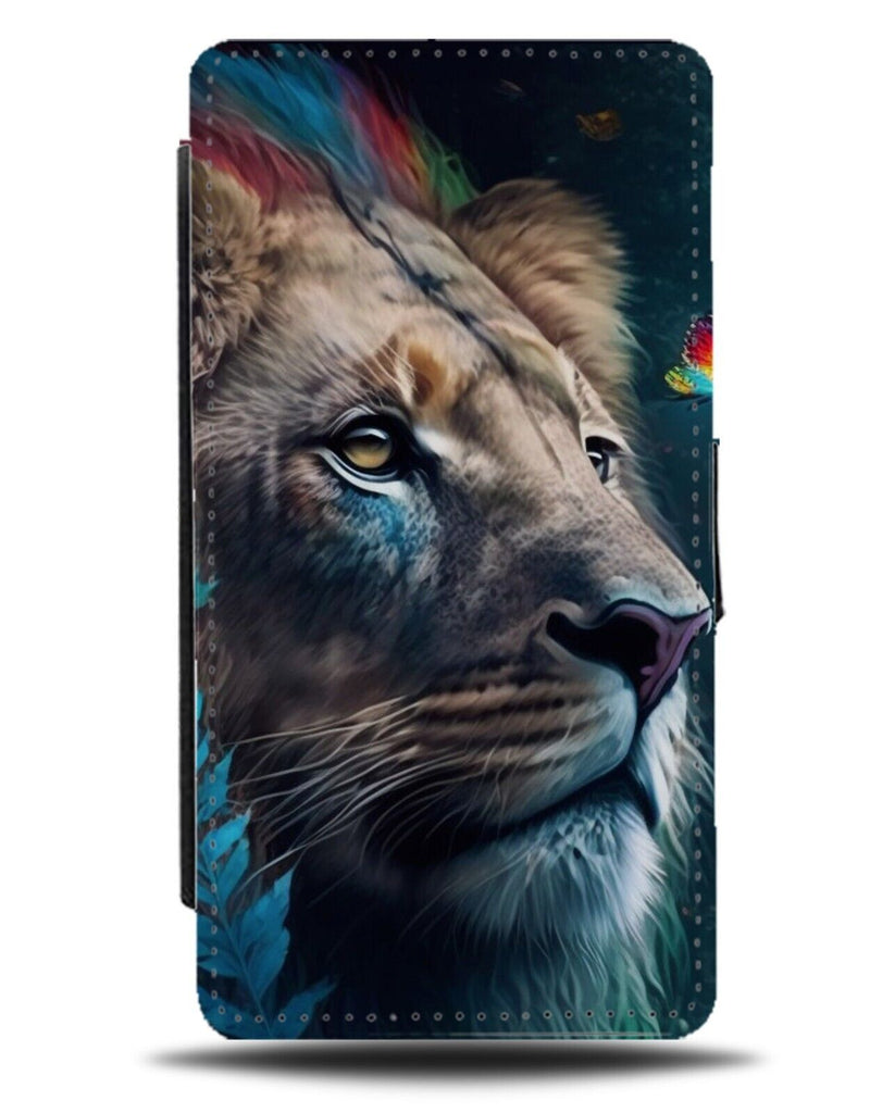 Stylish Lion Flip Wallet Case Painting Print Art Artwork Multicolour Lions AC21