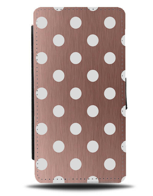 Rose Gold & White Flip Cover Wallet Phone Case Polka Dot Pattern Dots Spots i484