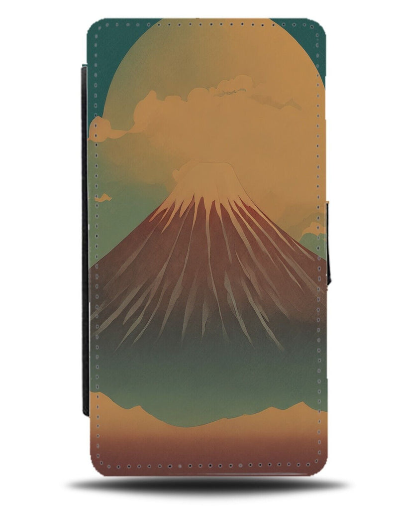 Japanese Mountain Top Flip Wallet Case Japan Fuji Snowy Painting Watercolor AU74