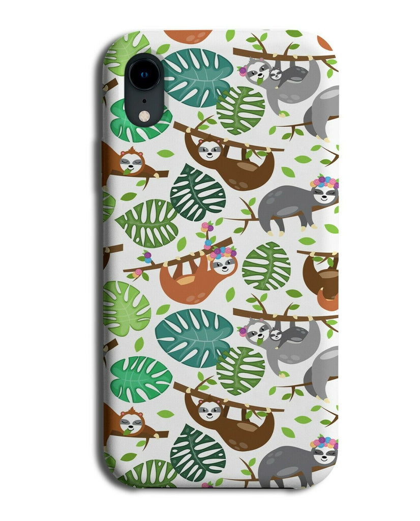 Animated Sloths In The Jungle Phone Case Cover Sloth Rainforest Leaves G124
