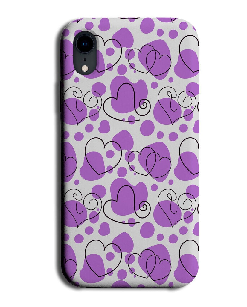 Purple Love Hearts Pattern Phone Case Cover Shape Shapes Violet Coloured BC23