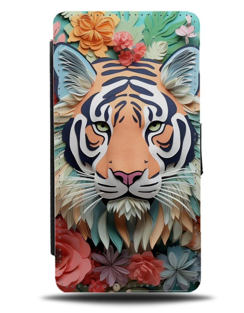 Boho Floral Tiger Face Flip Wallet Case Florals Flowers Tigers Novelty Fun CE05