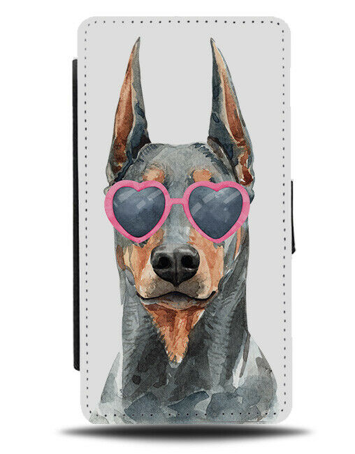 Dobermann Flip Wallet Phone Case Dog Love Heart Sunglasses Funny Doberman K547