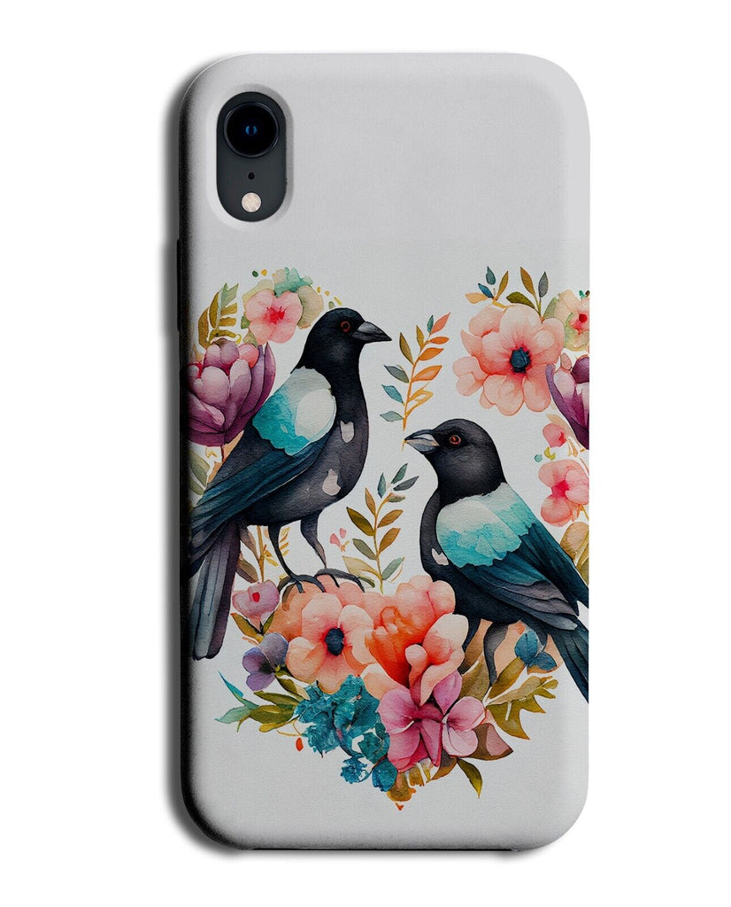Valentines Day Love Magpies Phone Case Cover Magpie Birds Flowers Roses CT19