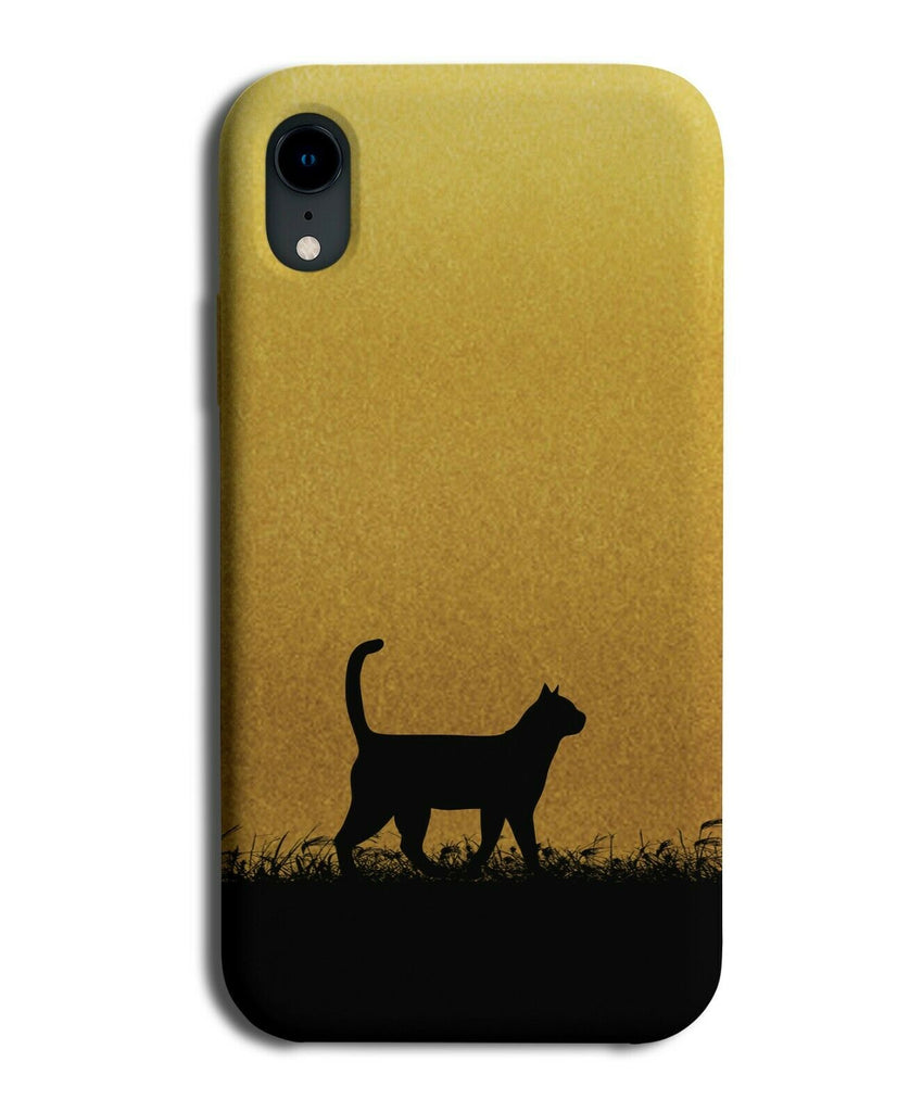 Cat Silhouette Phone Case Cover Cats Gold Golden Black Coloured H984