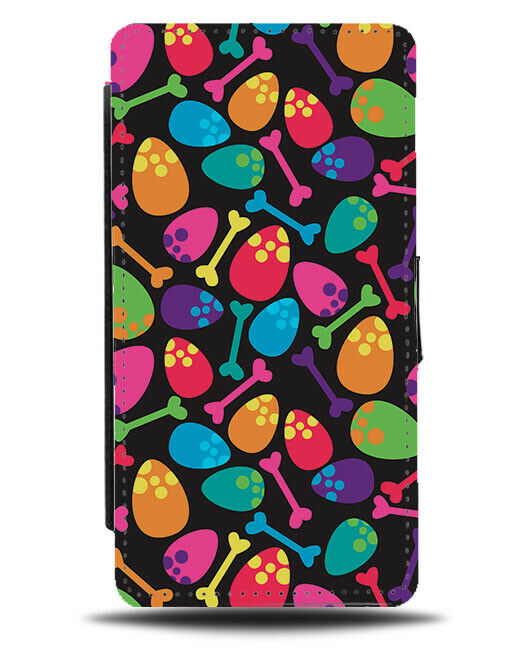Colourful Dinosaur Eggs Flip Wallet Case Egg Dinosaurs Jurassic Kids Fun F461