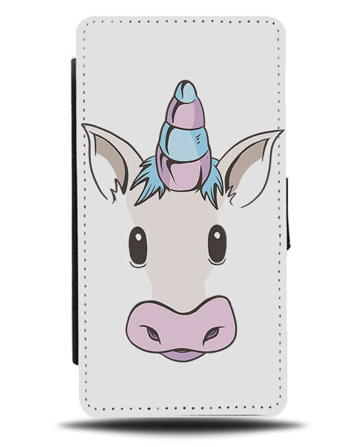 Unicorn Face Flip Wallet Case Eyes Nose Features Unicorns Head Kids Girls K431