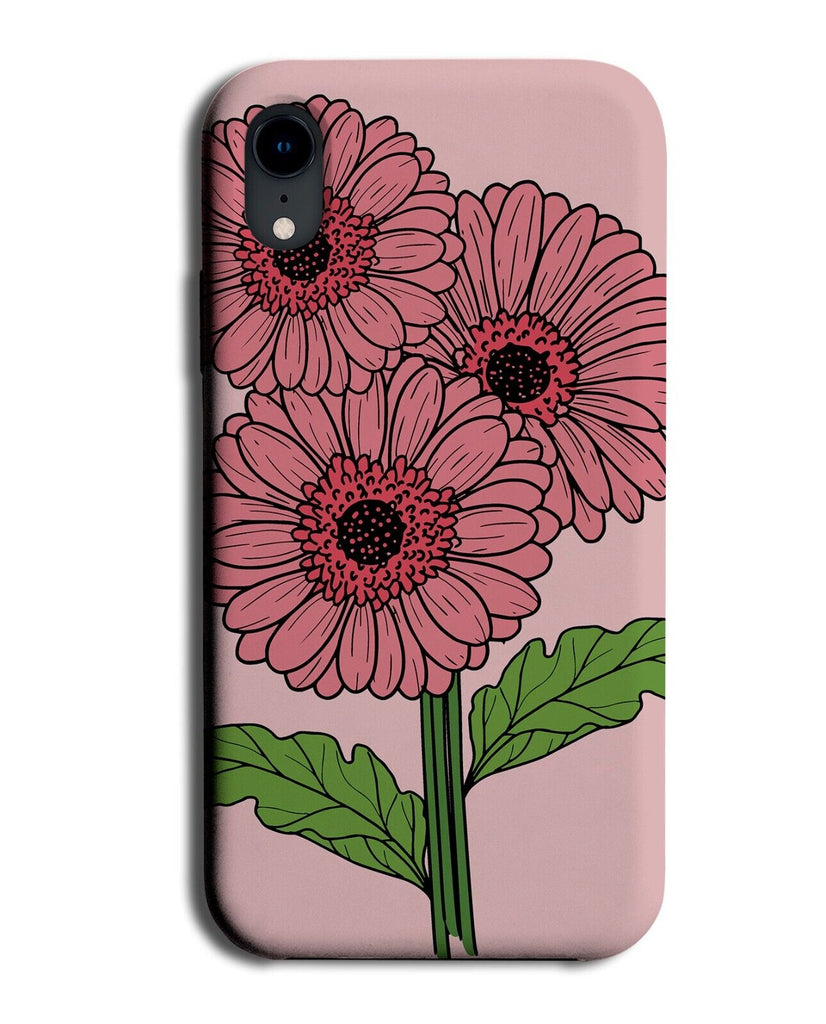 Cartoon Gerbera Pink Flowers Phone Case Cover Flower Cartoonish Boqcuet Q460A