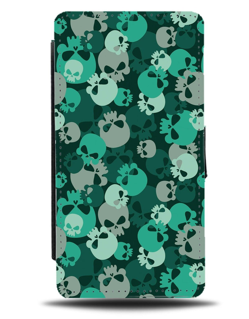 Turquoise Skull Heads Flip Wallet Case Green Coloured Colour Mint Faces AC77