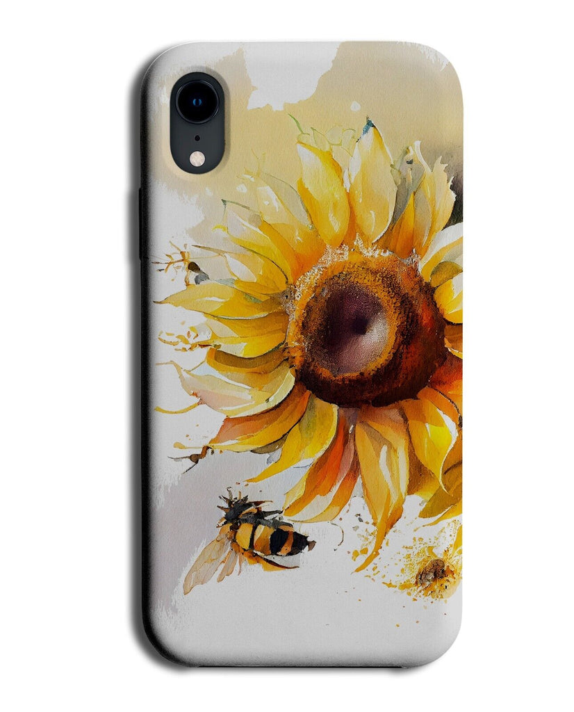 Bee Sunflower Phone Case Cover Sun Flowers Bees Summer Watercolour Artwork AV09