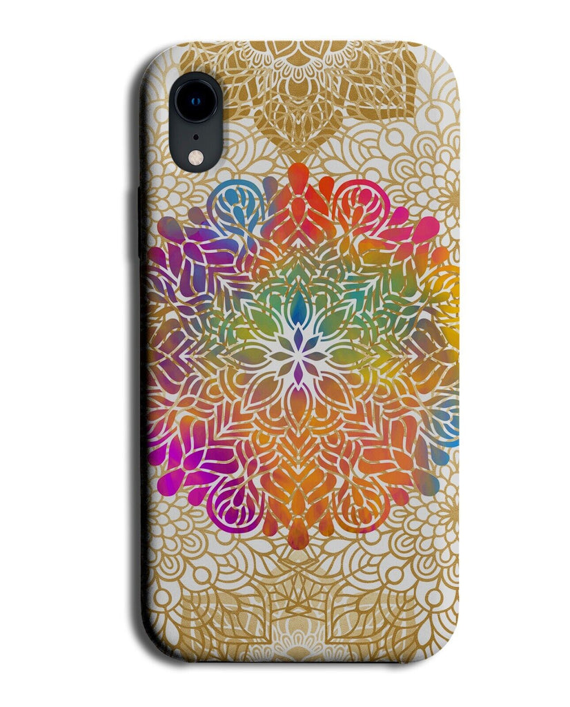 Rainbow Mandala Shapes Phone Case Cover Shape Indian Design Print Gold AW94
