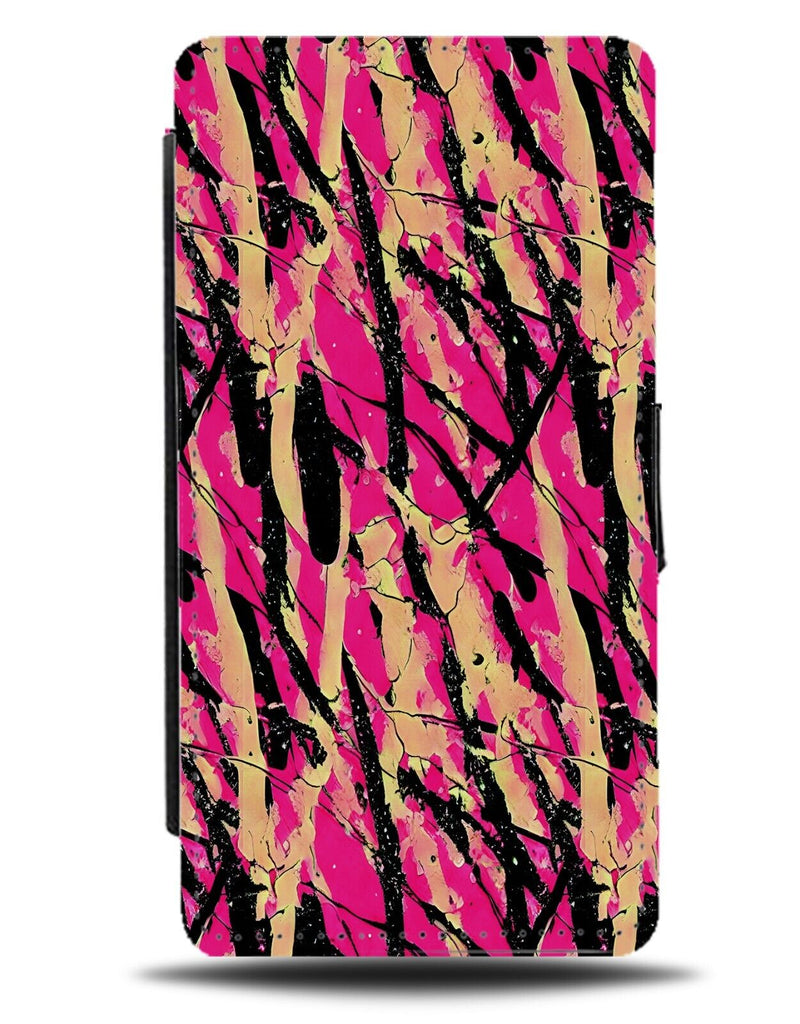 Girls Grunge Style Hot Pink Design Flip Wallet Case Colours Golden Black CF88
