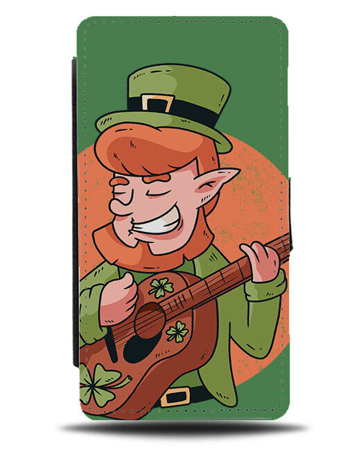 Musical Irish Leprechaun Flip Wallet Case Ireland Music Guitar Guitarist J602