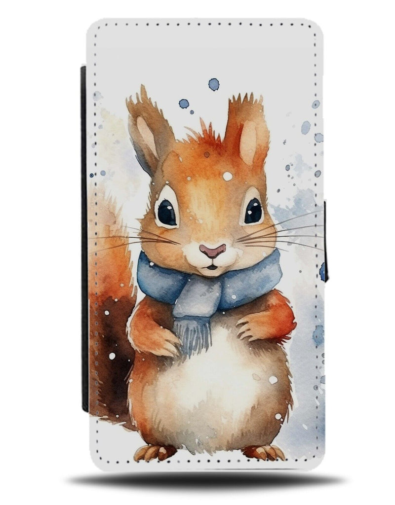 Squirrel At Christmas Flip Wallet Case Squirrels Red Winter Snow Snowing DD89