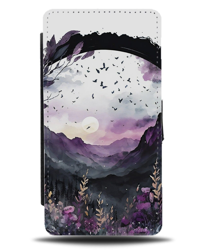 Gothic Scenery Flip Wallet Case Goth Transylvania Mountains Sunset Sunrise BB86