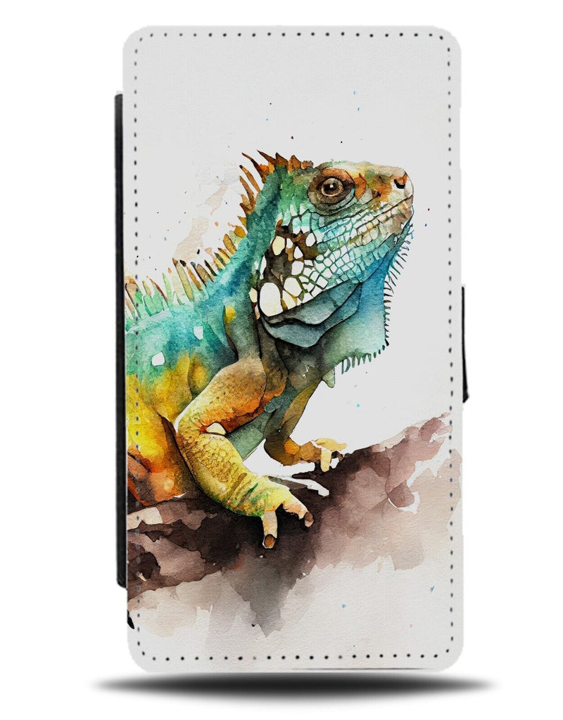 Climbing Iguana Lizard Flip Wallet Case Iguanas Art Artwork Oil Painting DB01