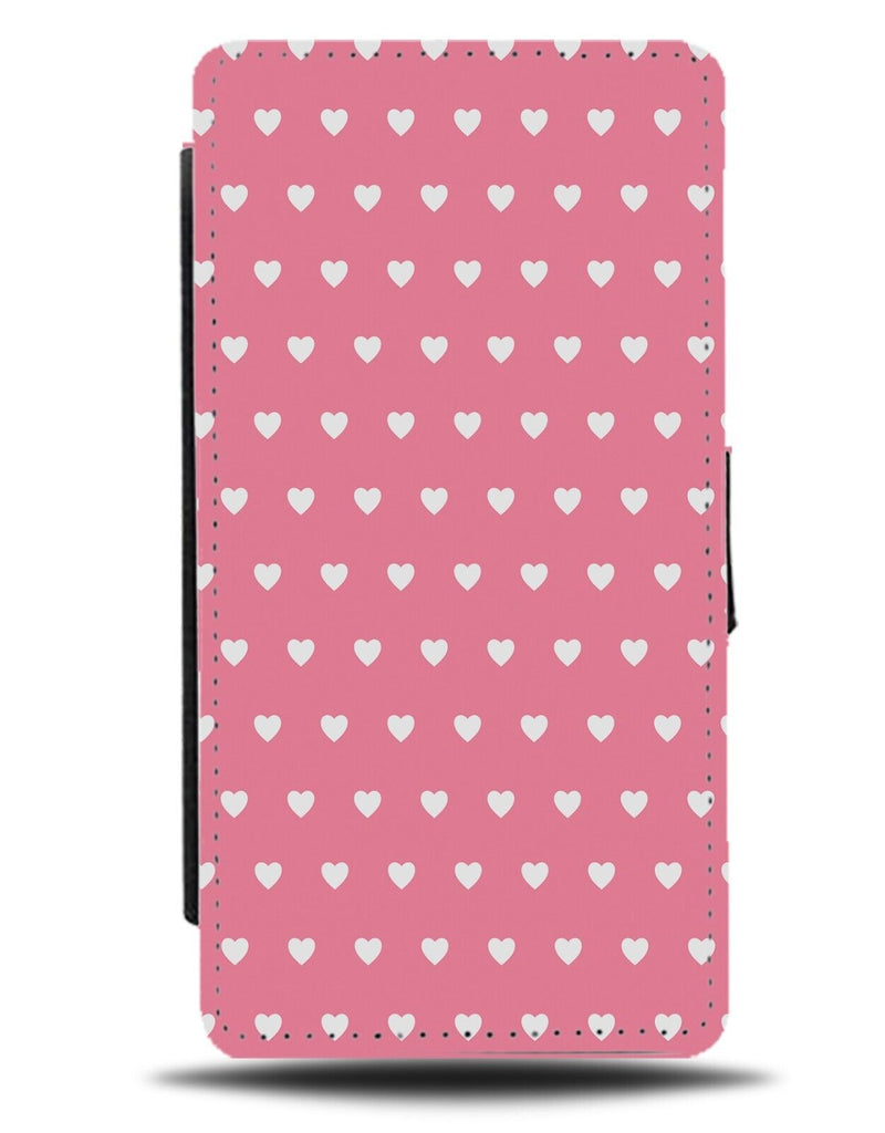 Baby Pink Love Heart Shapes Flip Wallet Case Hearts White Design Girly Cute CH11