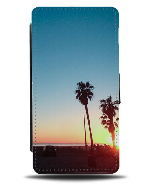 Beautiful Sunset Palm Tree Beach Flip Wallet Case Gorgeous Photo Picture G919