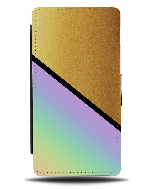 Gold and Rainbow Flip Cover Wallet Phone Case Golden Coloured Colourful i436