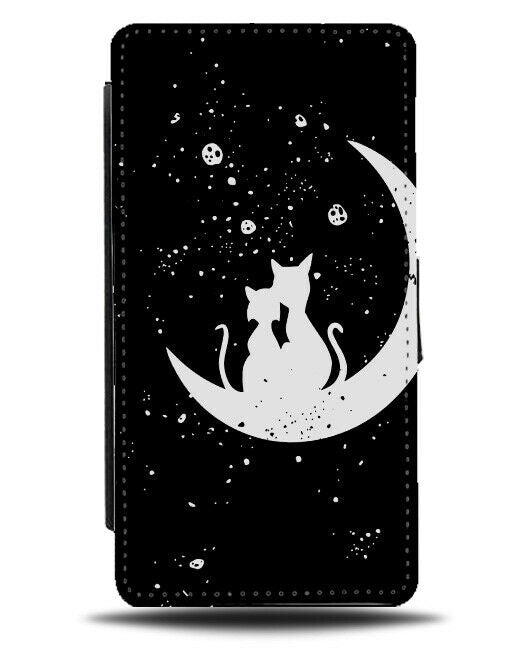 Cat On Half Moon Silhouette Phone Cover Case Curve Space Night Cats Outline J101