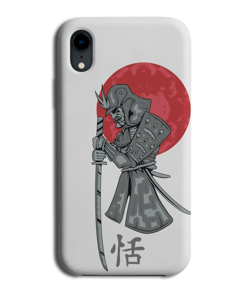 Japanese Samurai Phone Case Cover Dark Grey Drawing Cartoon Design Image E348