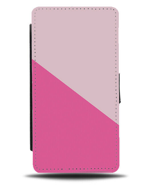 Baby Pink And Hot Pink Coloured Flip Cover Wallet Phone Case Half Pattern i351