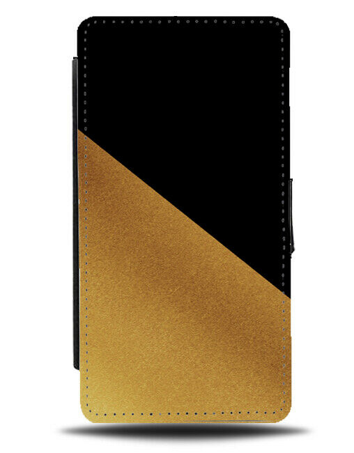 Black & Gold Flip Cover Wallet Phone Case Pitch Dark Mens Golden Subtle i449