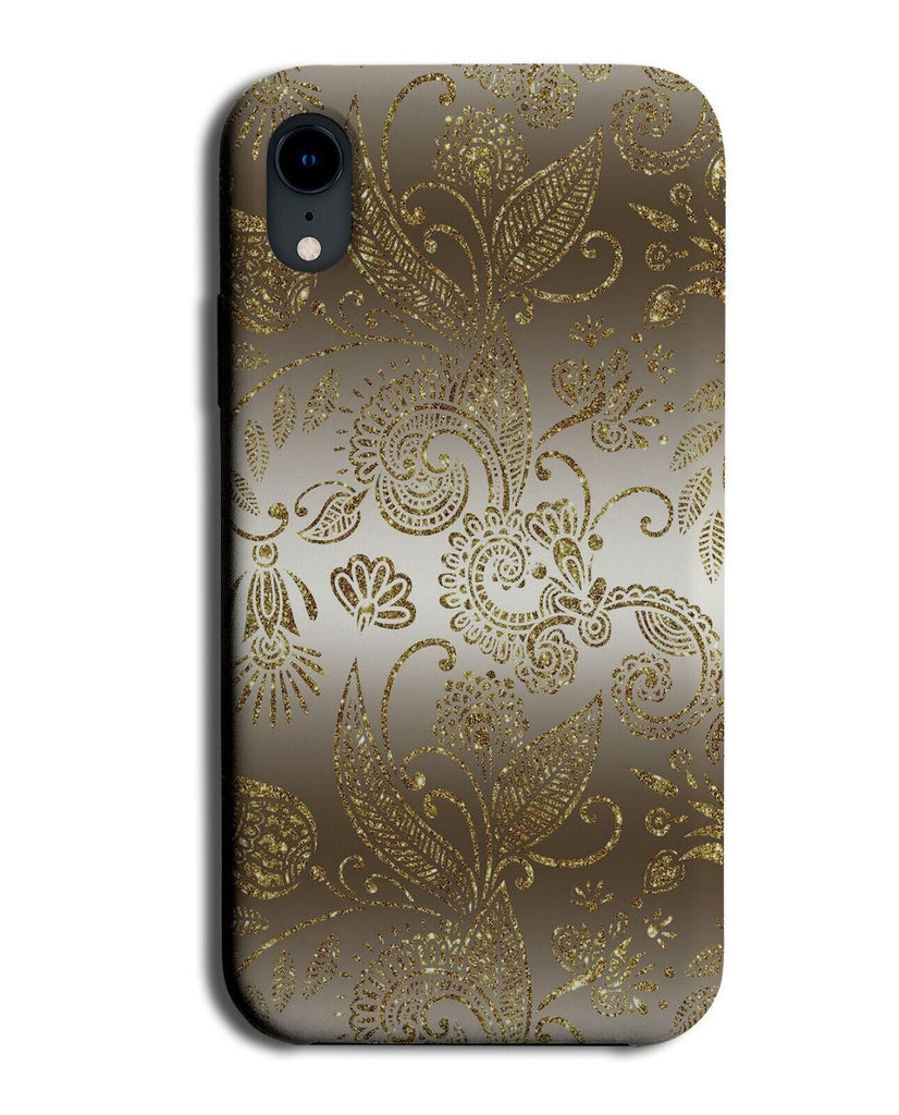 Printed Gold Glitter Design Flowers Floral Paisley Silver Pattern Flowers AS16