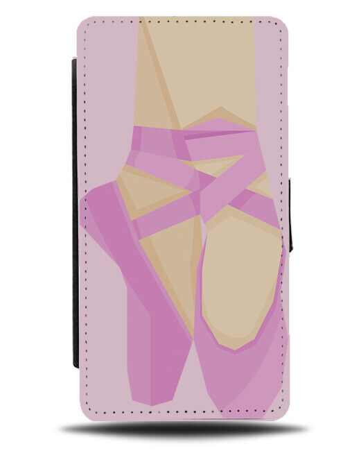 Pink Ballet Shoes Flip Wallet Case Cartoon Picture Coloured Ballerina Shoe J001