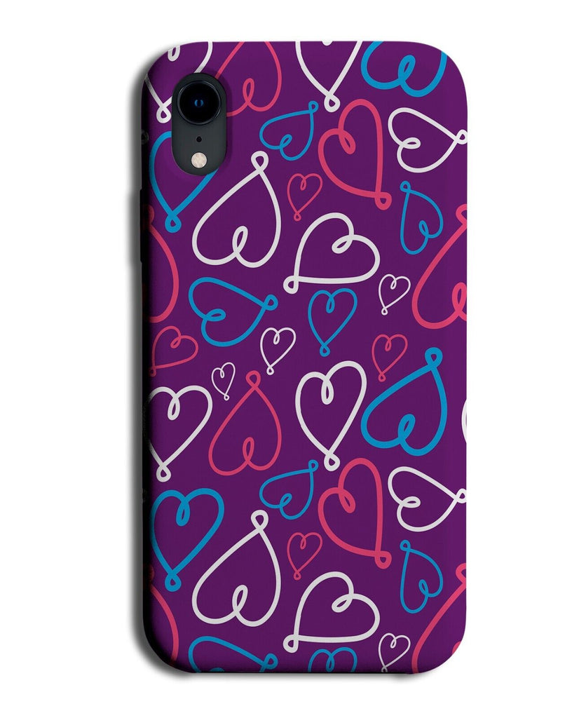 Purple Love Heart Pattern Phone Case Cover Hearts Shapes Sketch Doodles AW35