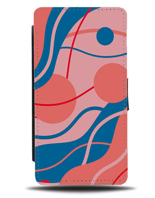 Abstract Art Design Flip Wallet Case Peach Pink Shapes Artistic Blobs N005
