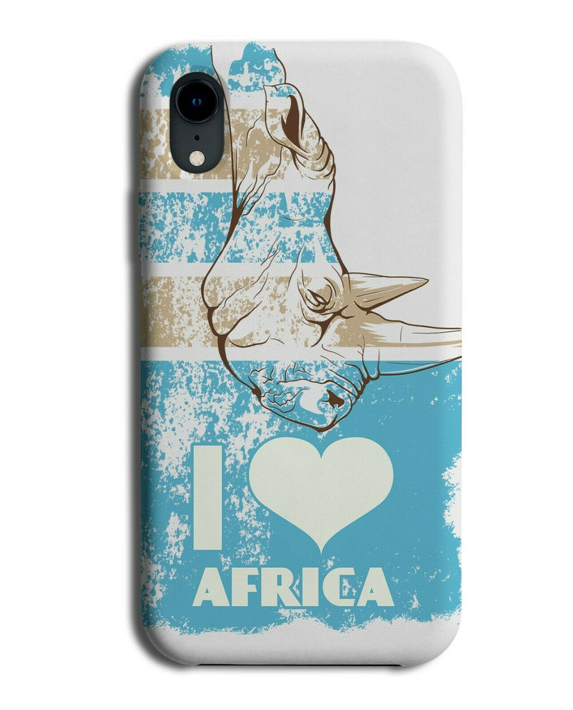 I Love Africa Phone Case Cover Faded Design Rhino Rhinos Face African E503