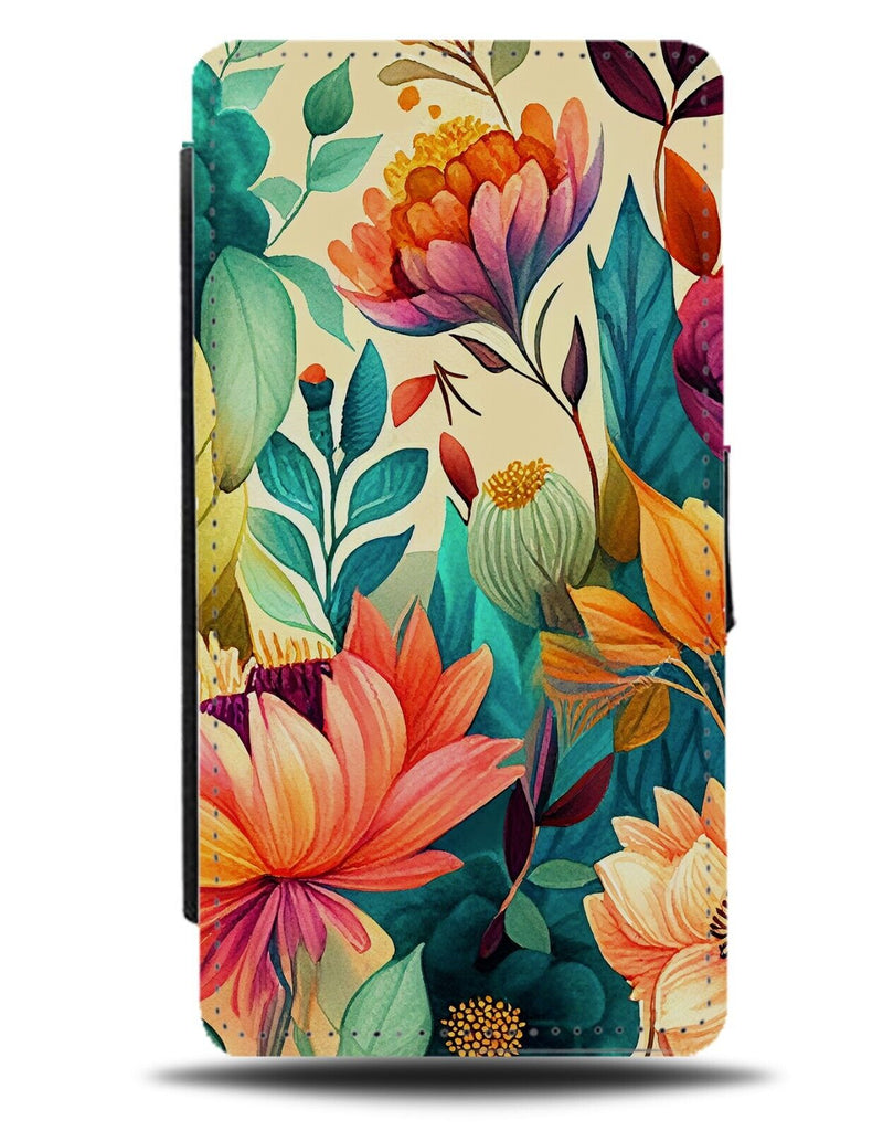 Spring Flowers Flip Wallet Case Summer Autumn Fall Floral Painting Print BC75