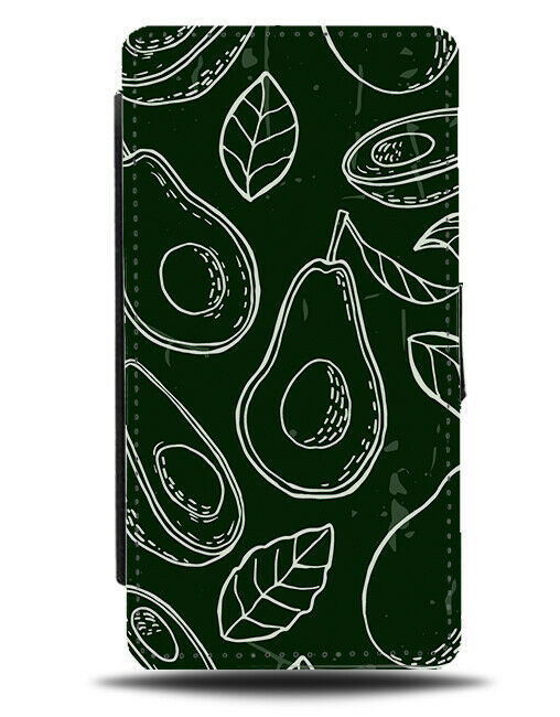 Black and White Avocado Design Flip Wallet Case Novelty Cool Avocados E828