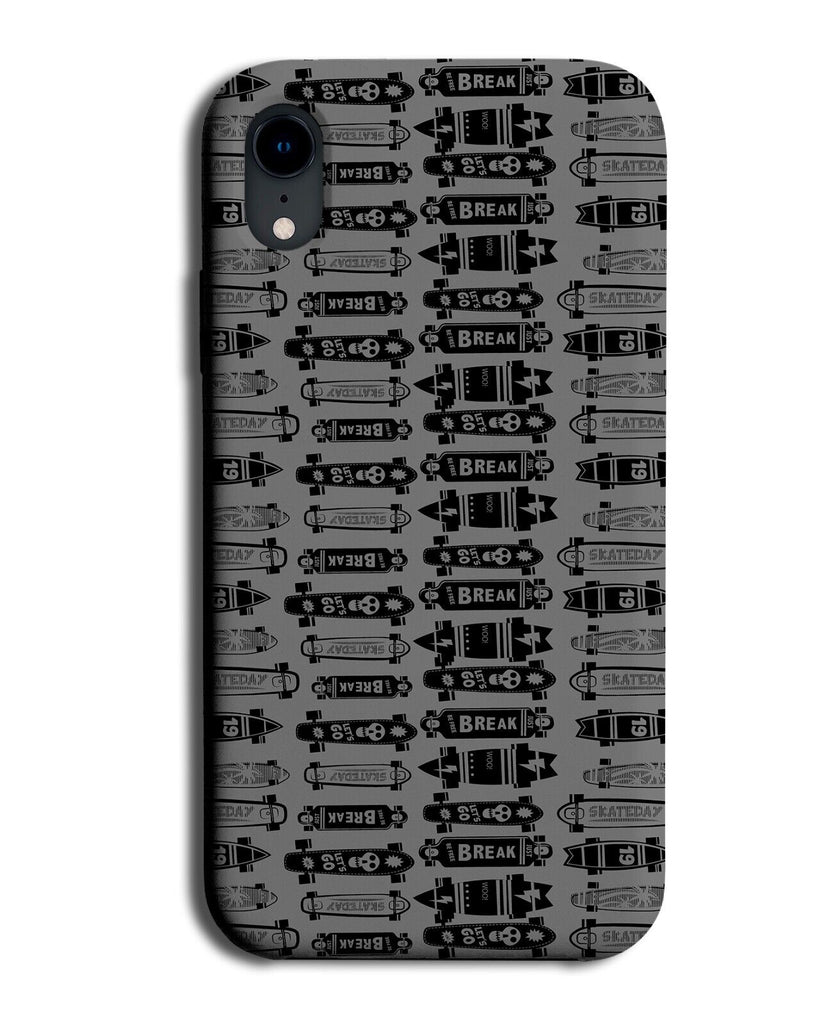 Boys Skateboard Pattern Phone Case Cover Skateboarders Skatte Board Grey DE70