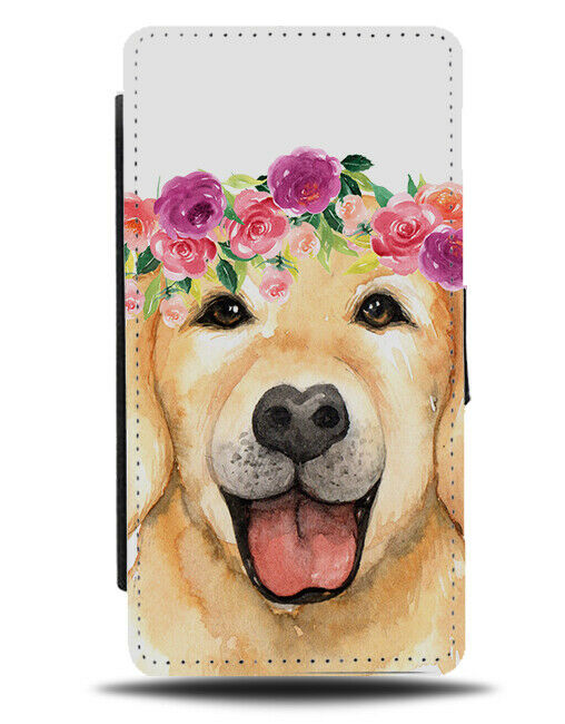 Golden Retriever In Flower Crown Flip Wallet Case Girls Floral Dog Dogs H978