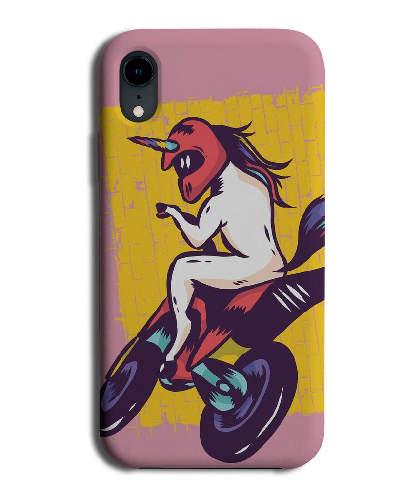 Unicorn On Motorbike Phone Case Cover Rainbow Colours Biker Cartoon Girls J827