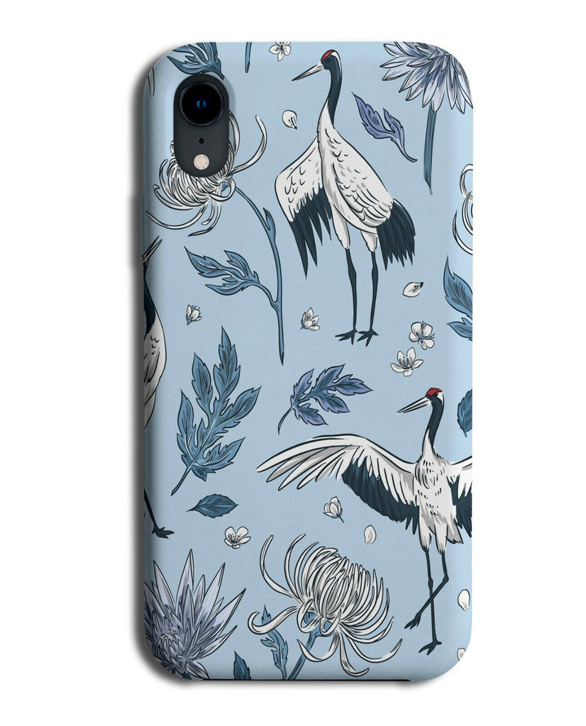 Cartoon Cranes Phone Case Cover Crane Bird Birds Blue Floral Flowers Kids E555