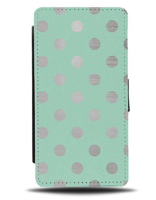 Mint Green and Silver Polka Dot Flip Cover Wallet Phone Case Dots Dotted i456