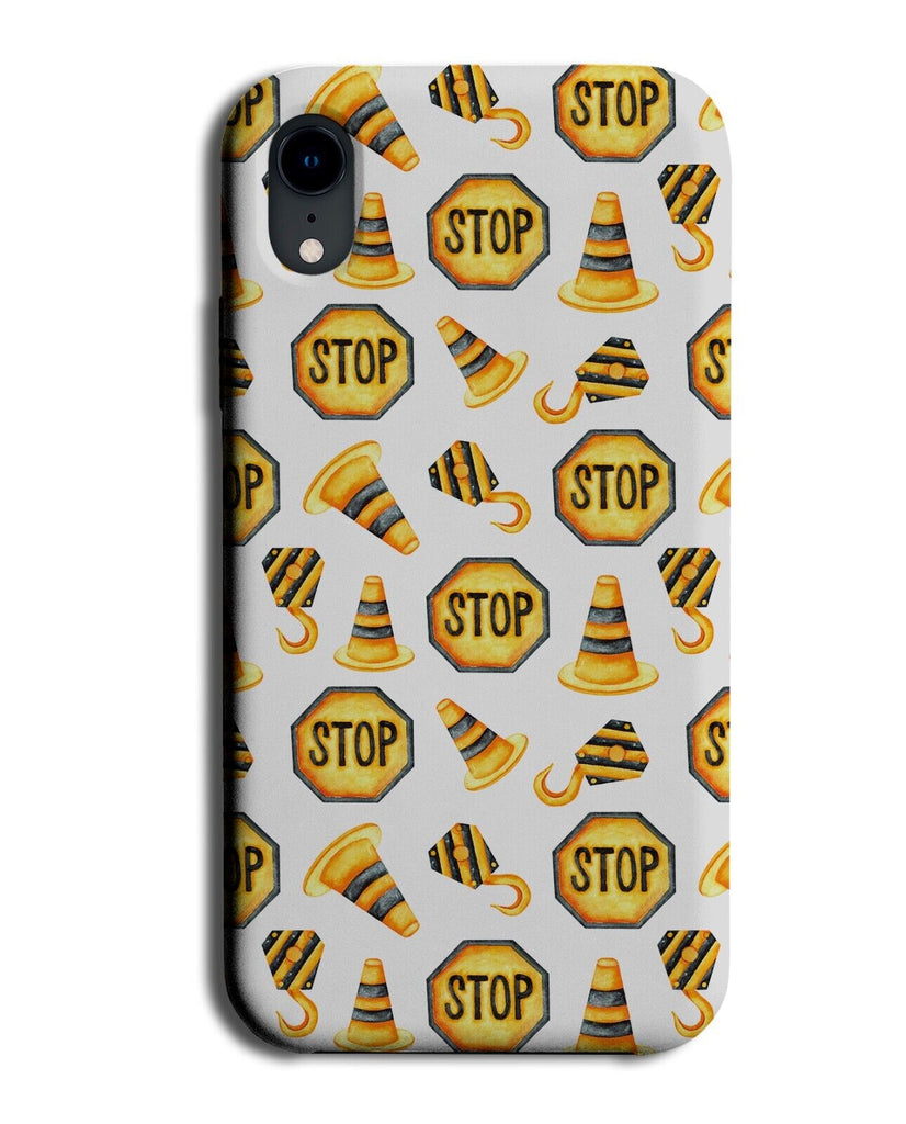 Construction Site Pattern Phone Case Cover Stop Signs Sign Cone Cones Funny DE13