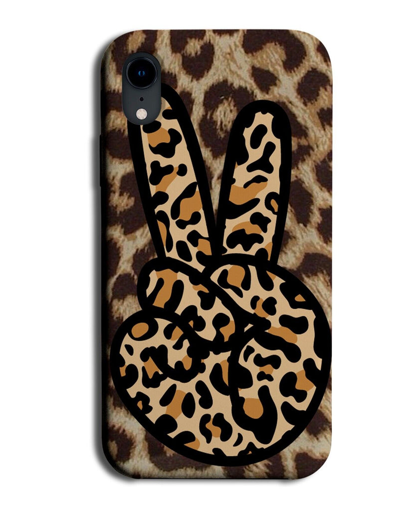 Leopard Print Peace Symbol Phone Case Cover Hand Gesture Patterning Pattern DB43
