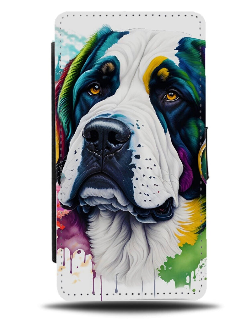 Colourful Saint Bernard Dog Novelty Flip Wallet Case Dogs Bernards St Art DF53