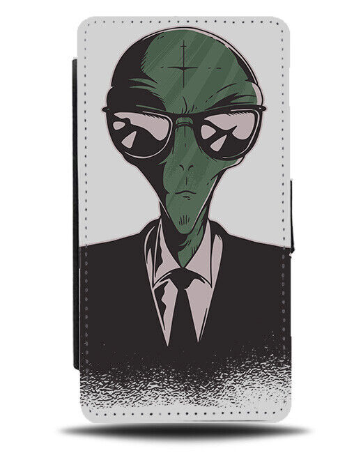 Alien Detective Flip Wallet Case Funny Alien In Smart Mens Suit Black Tie i940