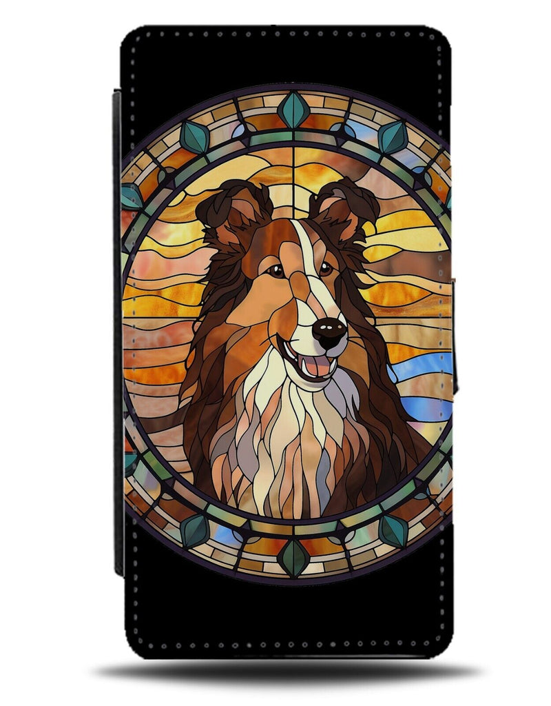 Shetland Sheepdog Stained Glass Window Design Flip Wallet Case Dogs Dog DH47
