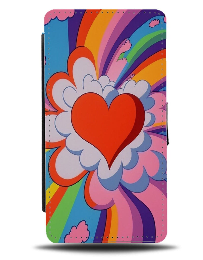 Retro Colourful Love Heart Flip Wallet Case Comic Book Valentines Day Style BX85